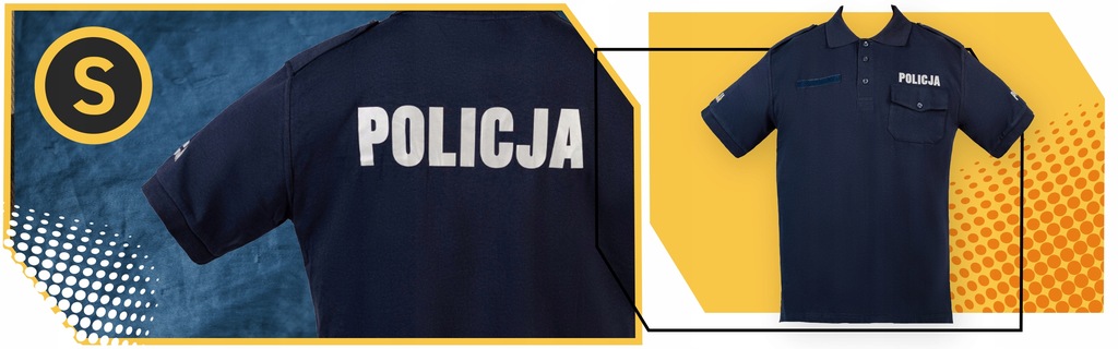 Koszulka Polo Policja Męska Z Pagonami Bawełna Granatowa Służbowa Odcień granatowy
